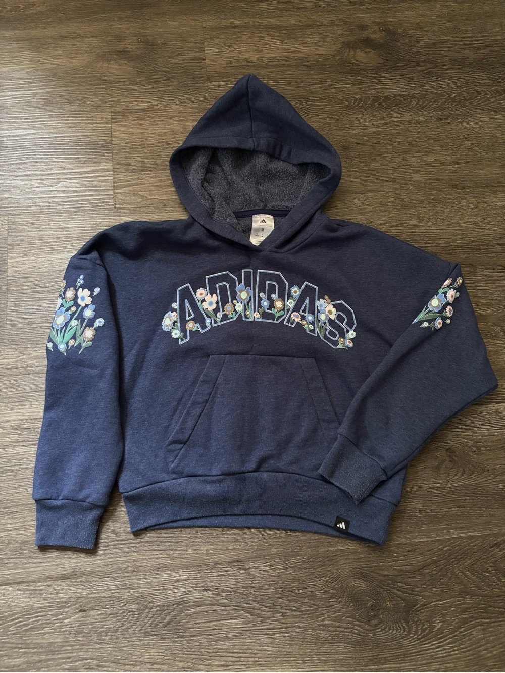adidas Navy Floral Logo Crewneck Hoodie